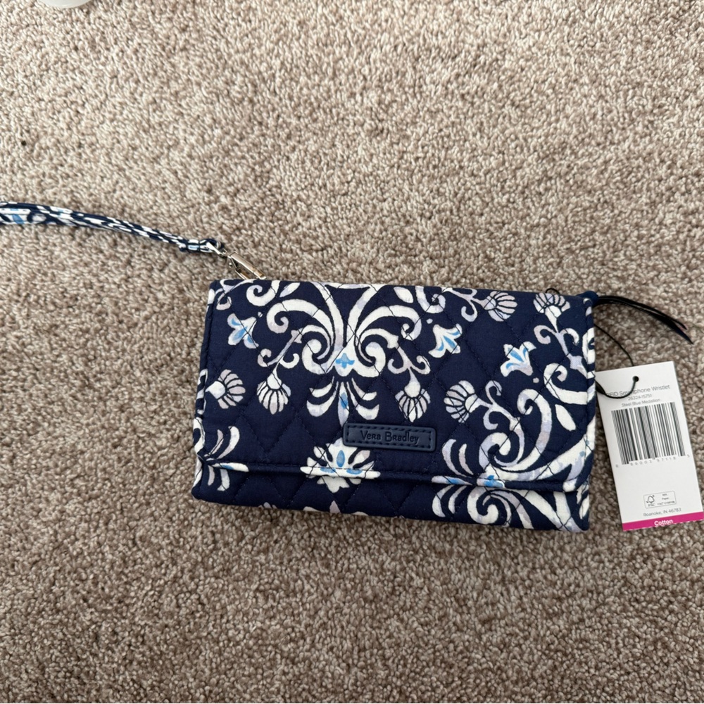 Vera Bradley steel blue medallion Phone Wristlet